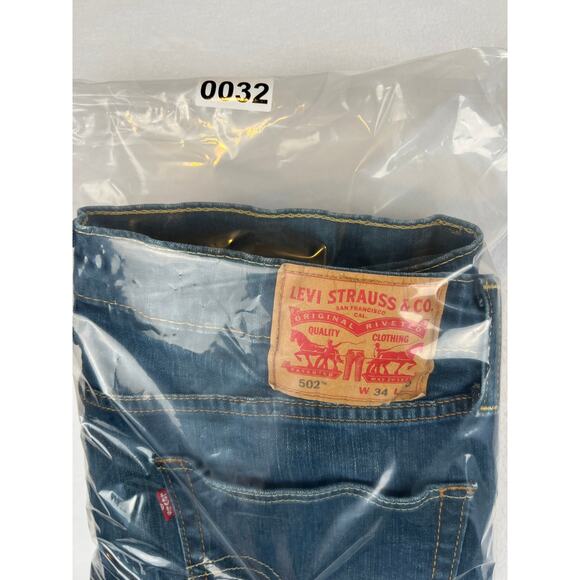 Levis‎ 502 Jeans Mens 34x30 Blue Regular Tapered Mid Rise Dark Wash Denim - Picture 10 of 10